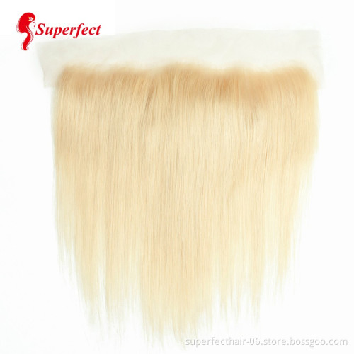 Wholesale 613 Blonde 13*4 4*4 Straight Hair 100% 10A Virgin Brazilian Human Hair bundles with frontal